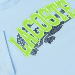 Lacoste Tops*Blue Cotton Varsity T-Shirt