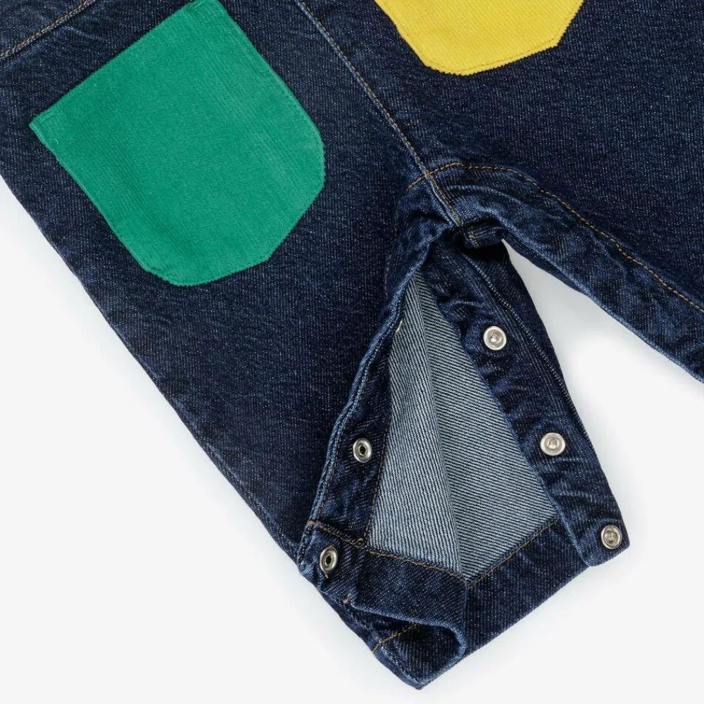 Bobo Choses Trousers*Blue Denim Colourblock Dungarees