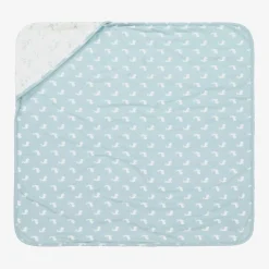 The Little Tailor Gifts*Blue Hare Print Reversible Cotton Blanket (69cm)