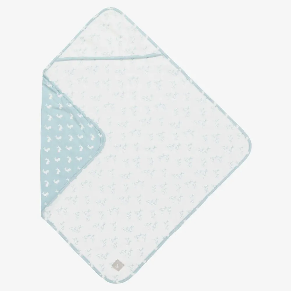 The Little Tailor Gifts*Blue Hare Print Reversible Cotton Blanket (69cm)