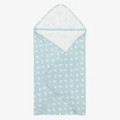The Little Tailor Gifts*Blue Hare Print Reversible Cotton Blanket (69cm)