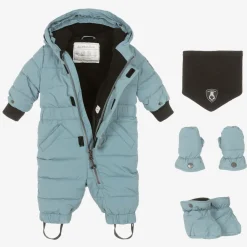 Deux par Deux Snowwear|Coats & Jackets*Blue Hooded Baby Snowsuit
