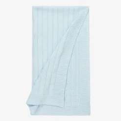 Emile et Rose Blankets & Shawls*Blue Knitted Cotton Blanket (96cm)
