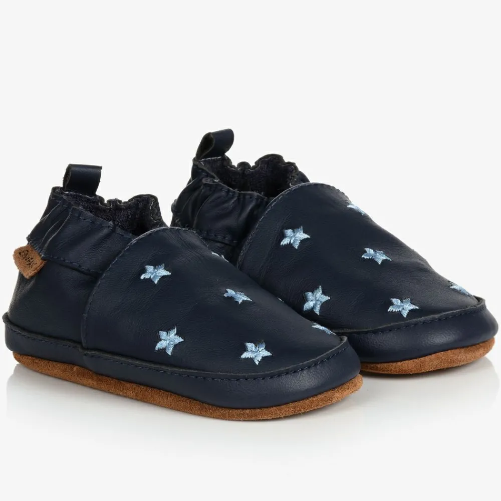 EN FANT Slippers|Slippers*Blue Leather Stars Slippers