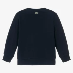 Lacoste Tops*Blue Organic Cotton Crocodile Logo Sweatshirt