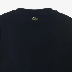 Lacoste Tops*Blue Organic Cotton Crocodile Logo Sweatshirt