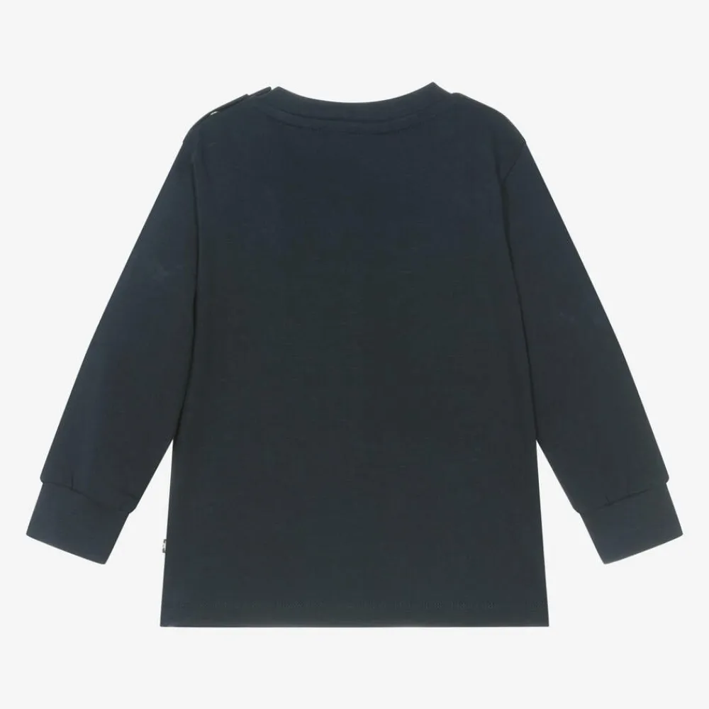Molo Tops|Tops*Blue Organic Cotton Polar Bear Top