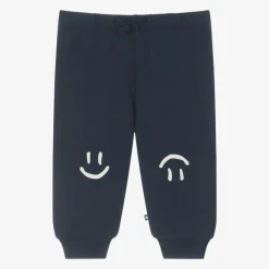 Molo Trousers*Blue Organic Cotton Smile Joggers Oceanic