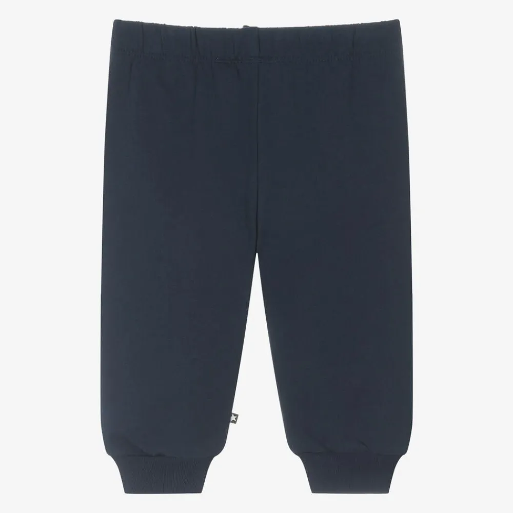 Molo Trousers*Blue Organic Cotton Smile Joggers Oceanic