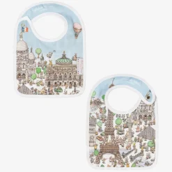 Atelier Choux Paris Gifts|Sleeping Accessories*Blue Organic Cotton Swaddle & Bib Set