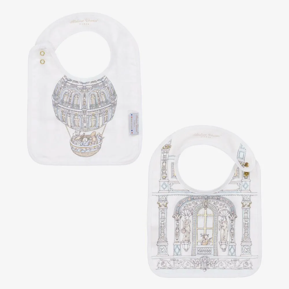 Atelier Choux Paris Gifts|Sleeping Accessories*Blue Organic Cotton Swaddle & Bib Set