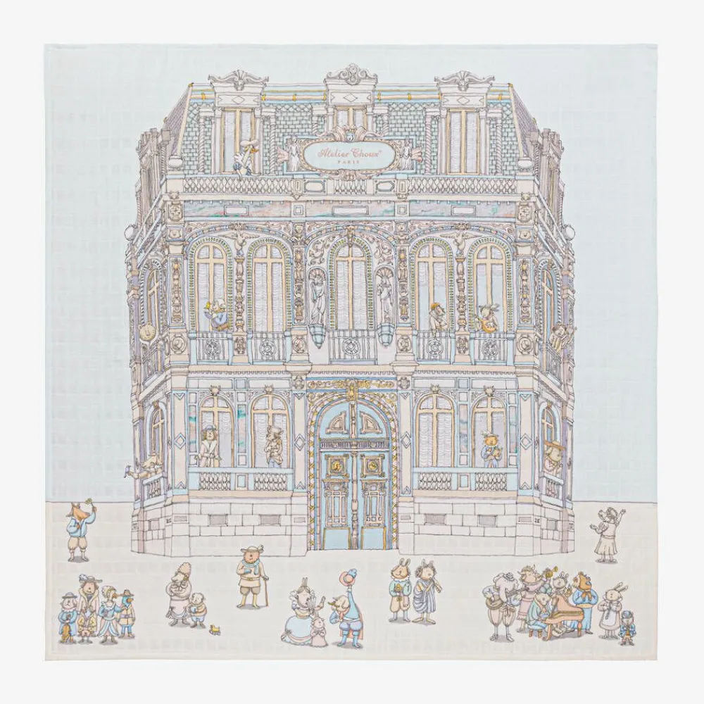 Atelier Choux Paris Gifts|Sleeping Accessories*Blue Organic Cotton Swaddle & Bib Set