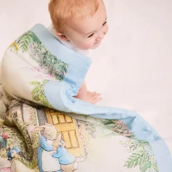 Peter Rabbit™ by Childrensalon Blankets & Shawls*Blue Padded Linen & Cotton Blanket (95cm)