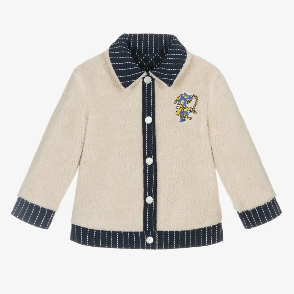 KENZO KIDS Coats & Jackets*Blue Reversible Sherpa Fleece Jacket
