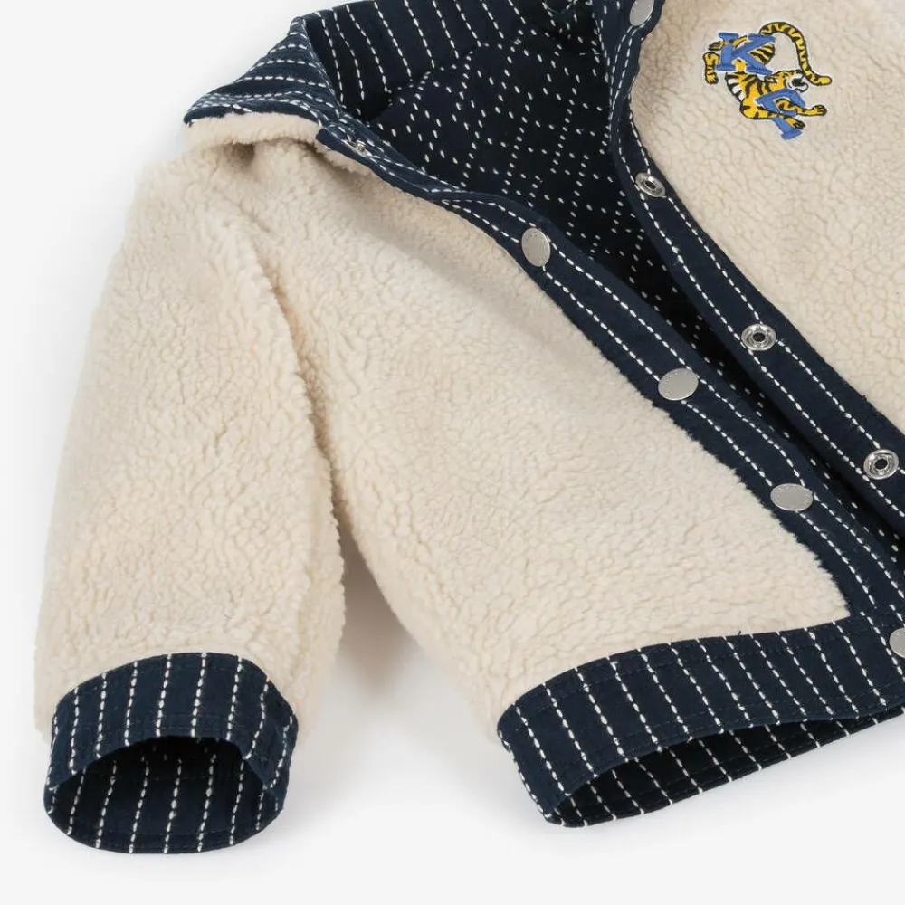 KENZO KIDS Coats & Jackets*Blue Reversible Sherpa Fleece Jacket