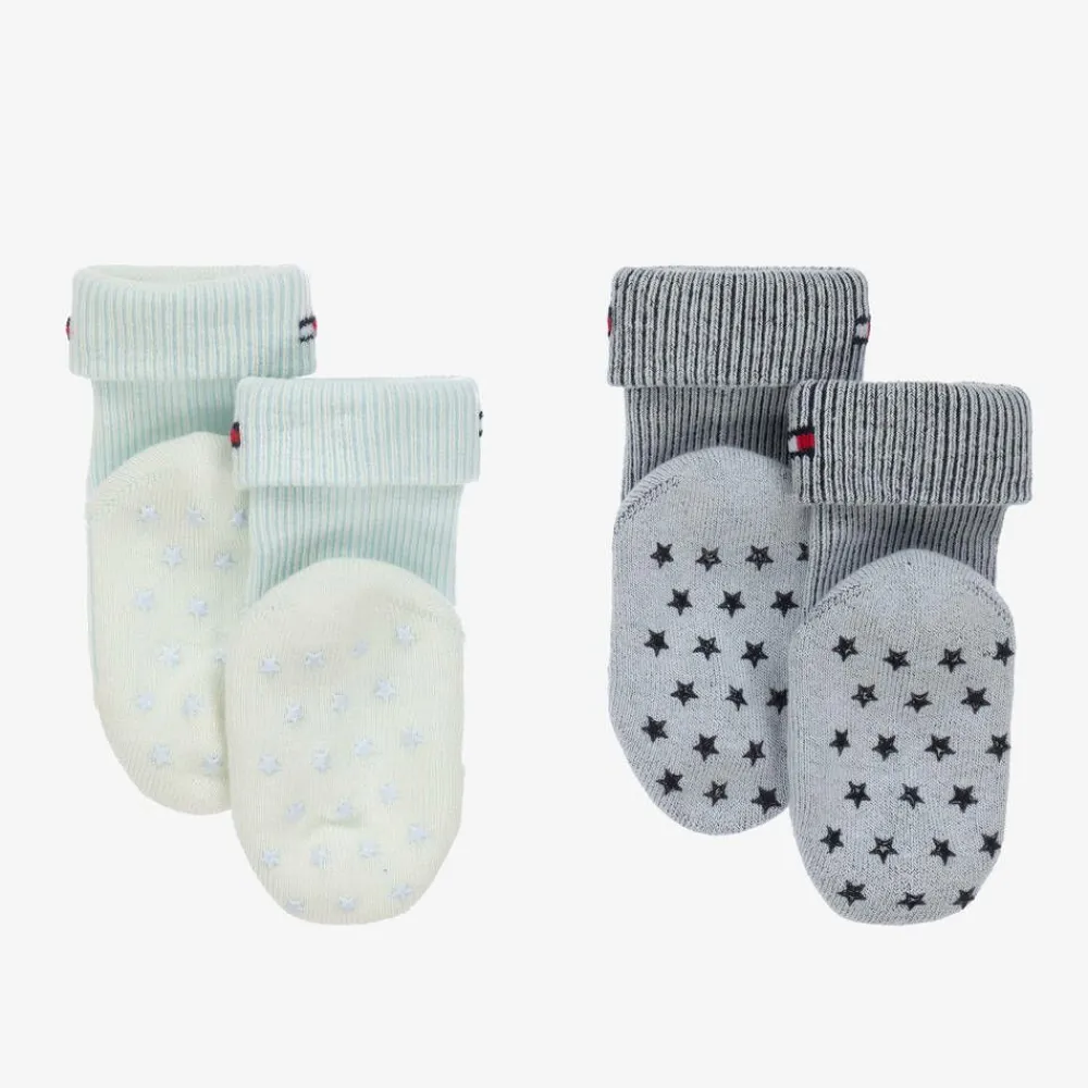 Tommy Hilfiger Socks|Socks*Blue Ribbed Cotton Baby Socks (2 Pack)