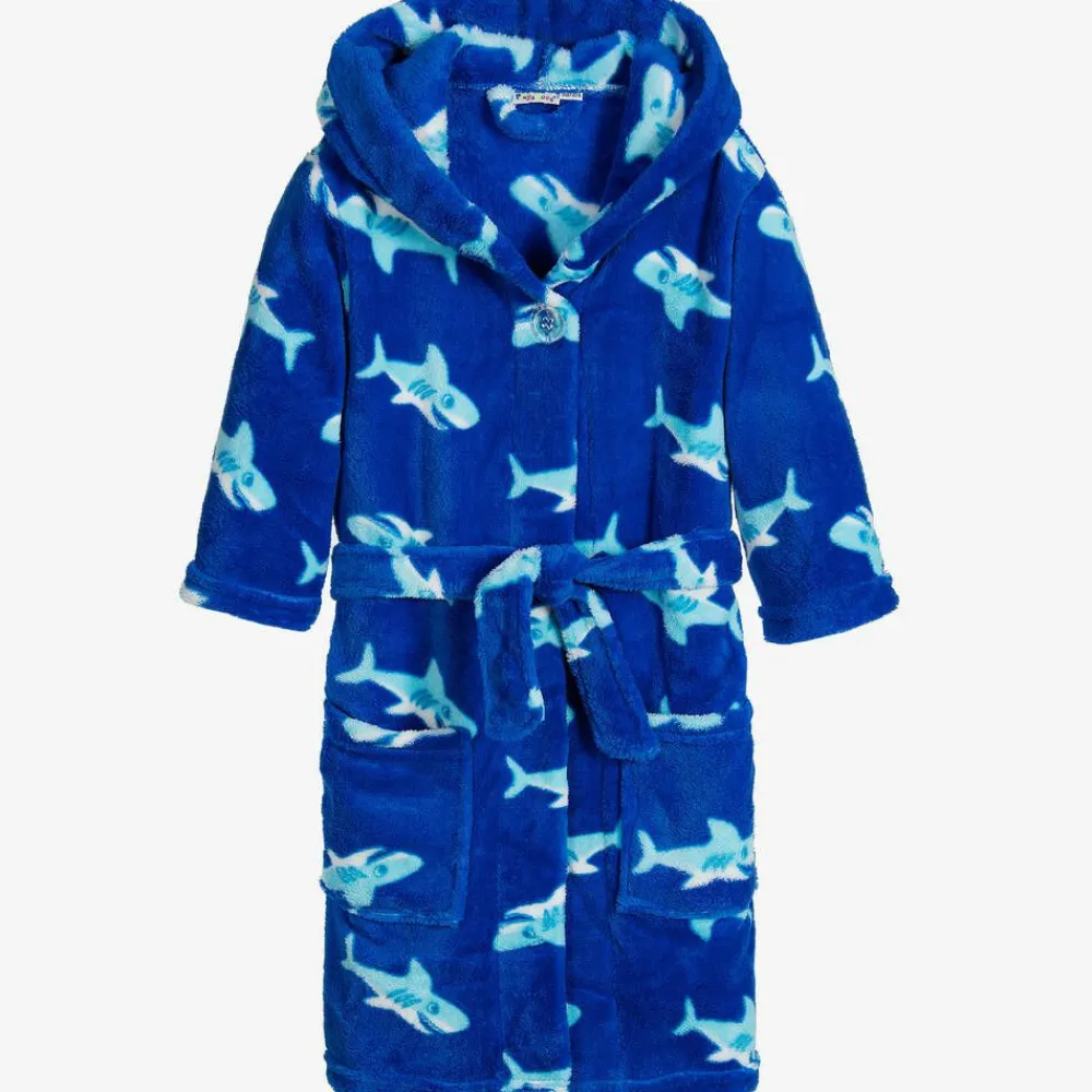 Playshoes Towels & Robes|Nightwear*Blue Shark Fleece Dressing Gown