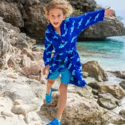 Playshoes Towels & Robes|Nightwear*Blue Shark Fleece Dressing Gown