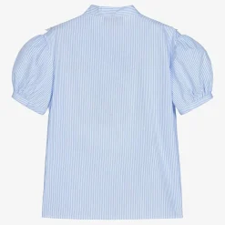Gucci Tops*Blue Stripe Cotton Blouse