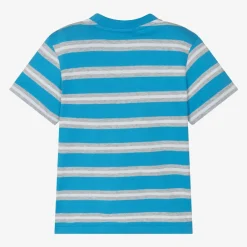 Lacoste Tops*Blue Striped Cotton T-Shirt