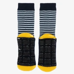 Country Kids Socks|Socks*Blue Striped Duck Slipper Socks