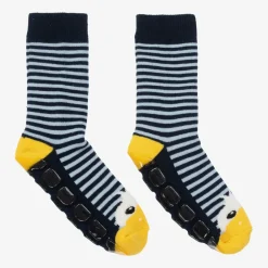 Country Kids Socks|Socks*Blue Striped Duck Slipper Socks