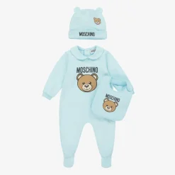 Moschino Baby Gifts|Babysuits*Blue Teddy Bear Cotton Babysuit Set