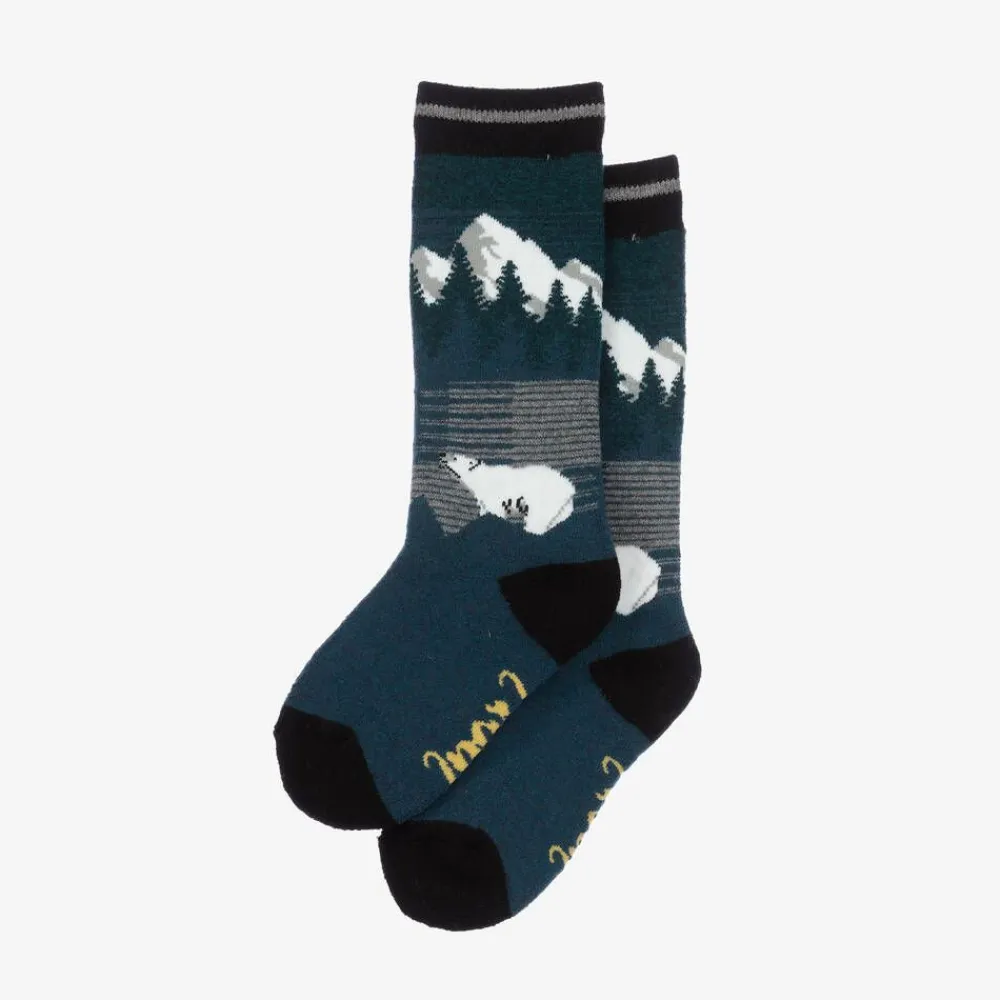 Deux par Deux Socks|Socks*Blue Thermal Wool Mountain Socks