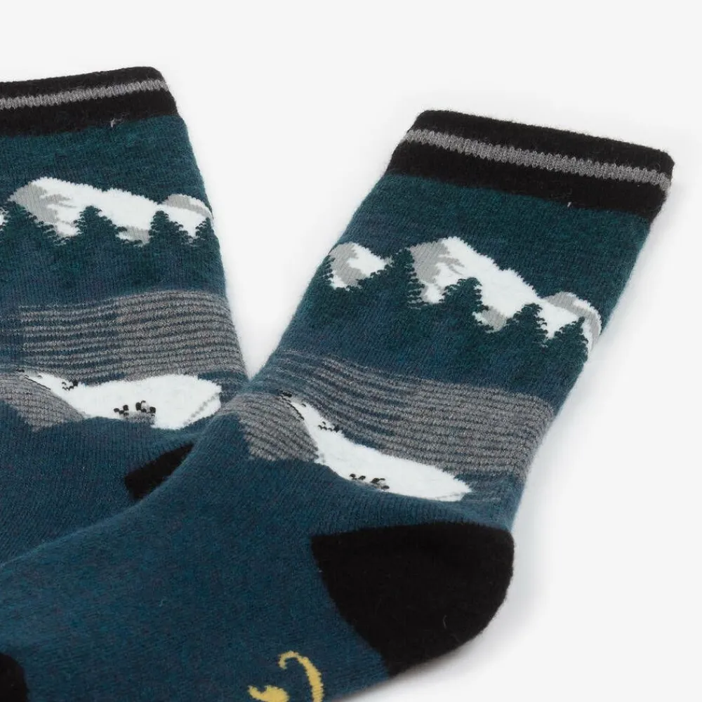 Deux par Deux Socks|Socks*Blue Thermal Wool Mountain Socks