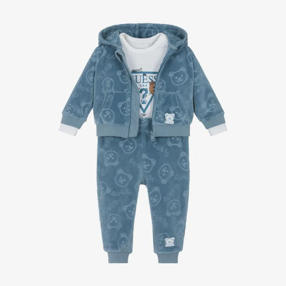 Guess Outfit Sets|Outfit Sets*Blue Velour Baby Tracksuit Set