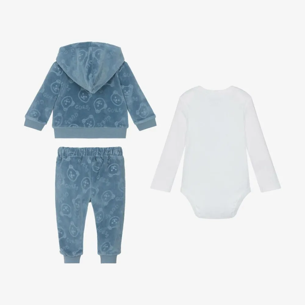 Guess Outfit Sets|Outfit Sets*Blue Velour Baby Tracksuit Set