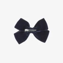 Bowtique London Hair Accessories*Blue Velvet Bow Hair Clip (11cm) Navy