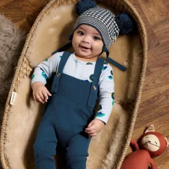 The Bonniemob Trousers|Trousers*Blue Wool & Organic Cotton Knit Dungarees