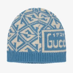 Gucci Hats*Blue Wool GG Logo Baby Hat