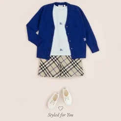 Burberry Tops*Blue Wool Knit EKD Cardigan