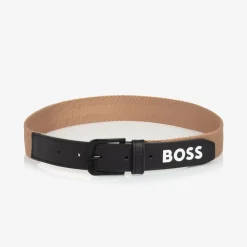 BOSS Clothing Accessories*Boys Beige & Black Woven Belt