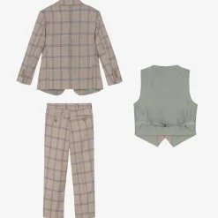 Romano Suits*Boys Beige & Blue Check Suit