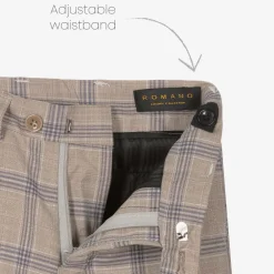 Romano Suits*Boys Beige & Blue Check Suit