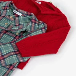 Babidu Outfit Sets*Boys Beige & Red Cotton Trouser Set