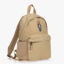 Ralph Lauren Bags*Boys Beige Canvas Polo Bear Backpack (37cm)