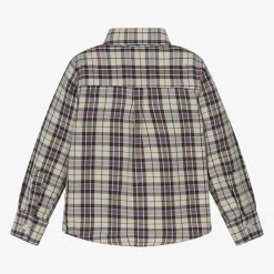 Dr. Kid Tops*Boys Beige Check Cotton Shirt