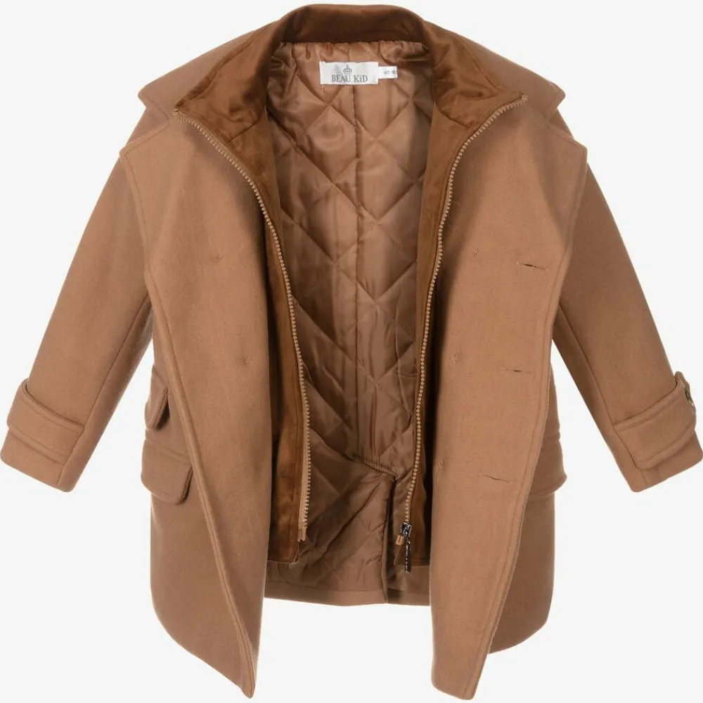 Beau KiD Coats & Jackets*Boys Beige Coat & Hat Set