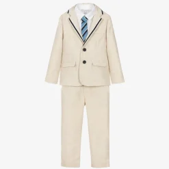 Beatrice amp; George Suits*Boys Beige Cotton & Linen Suit