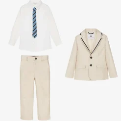Beatrice amp; George Suits*Boys Beige Cotton & Linen Suit