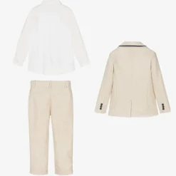 Beatrice amp; George Suits*Boys Beige Cotton & Linen Suit