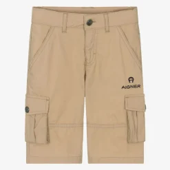 AIGNER Shorts*Boys Beige Cotton Cargo Shorts