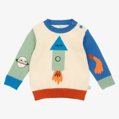 Stella McCartney Kids Tops*Boys Beige Cotton Cosmic Sweater