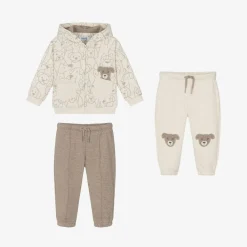 Mayoral Tracksuits|Tracksuits*Boys Beige Cotton Dog Print Tracksuit Set
