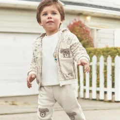 Mayoral Tracksuits|Tracksuits*Boys Beige Cotton Dog Print Tracksuit Set