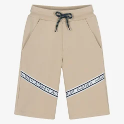 AIGNER Shorts*Boys Beige Cotton Logo Tape Shorts